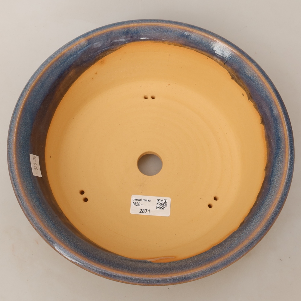 Bonsaischaal van keramiek 26,5 x 26,5 x 8 cm, kleur blauw