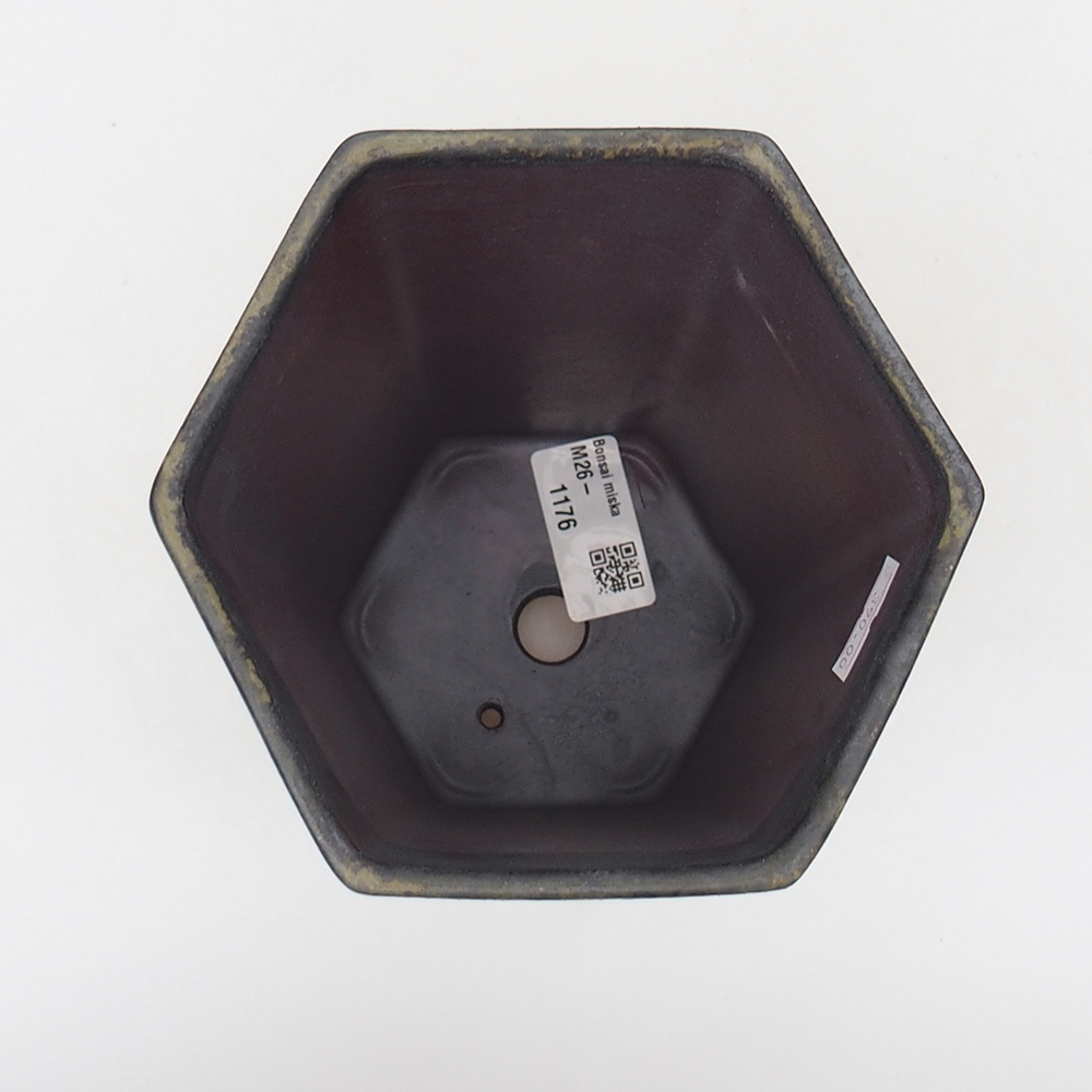 Bonsaischaal van keramiek 13 x 11,5 x 17 cm, groen-grijs