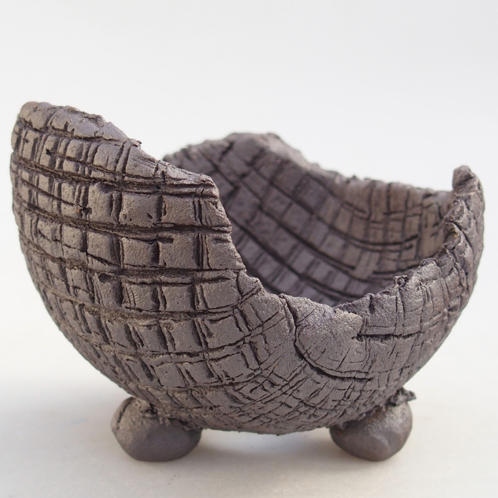 Keramische schaal 8 x 8 x 6,5 cm , metaalkleur