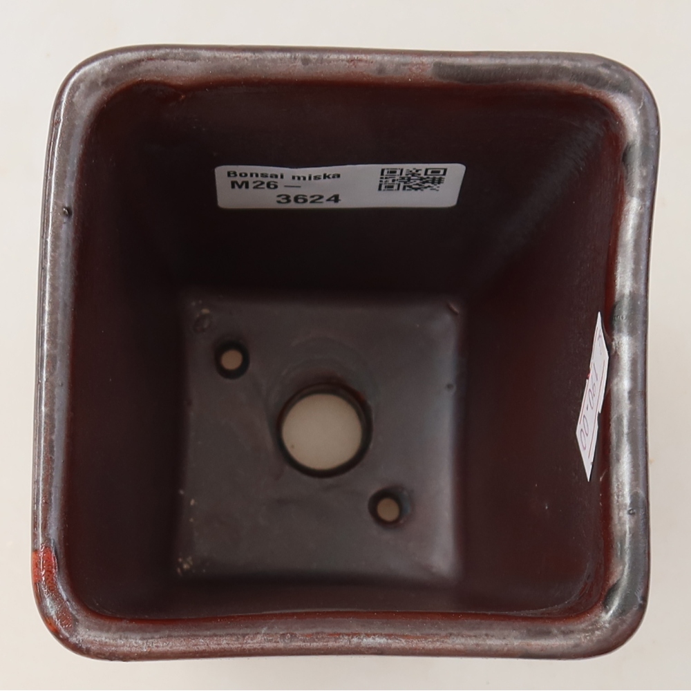Bonsaischaal van keramiek 8,5 x 8,5 x 11 cm, bruin