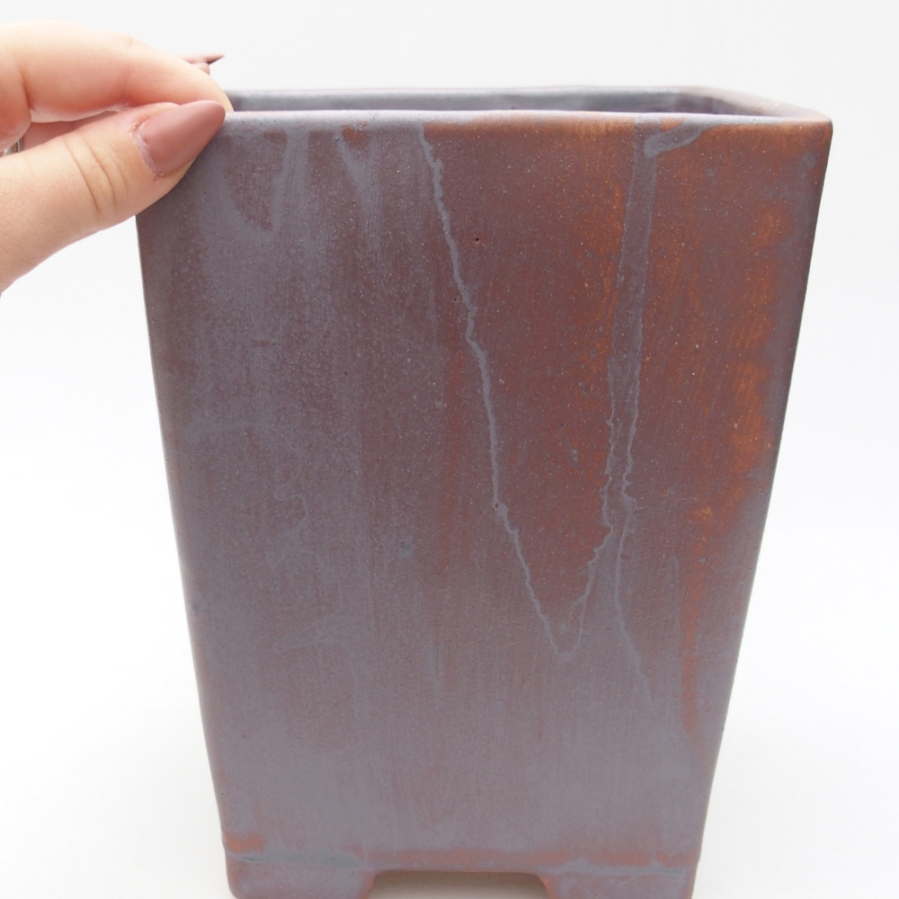 Bonsaischaal van keramiek 15 x 15 x 19,5 cm, metaalkleur