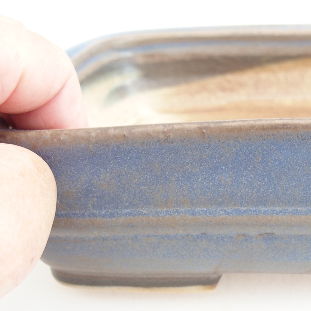 Bonsaischaal van keramiek 21,5 x 17,5 x 5,5 cm, kleur blauw