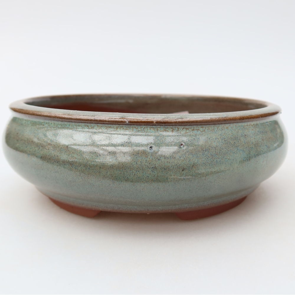 Keramische bonsaipot 16 x 16 x 5,5 cm, kleur groen