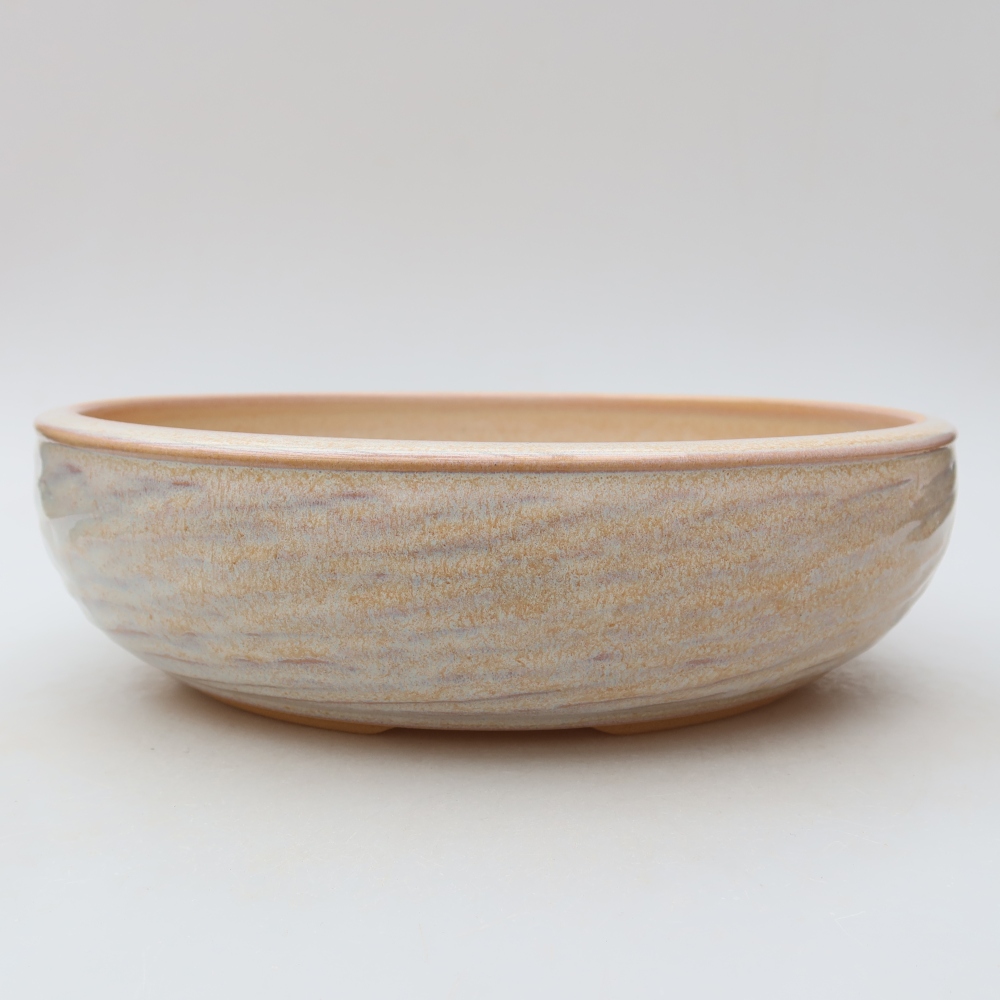 Bonsaischaal van keramiek 26,5 x 26,5 x 7,5 cm, kleur beige