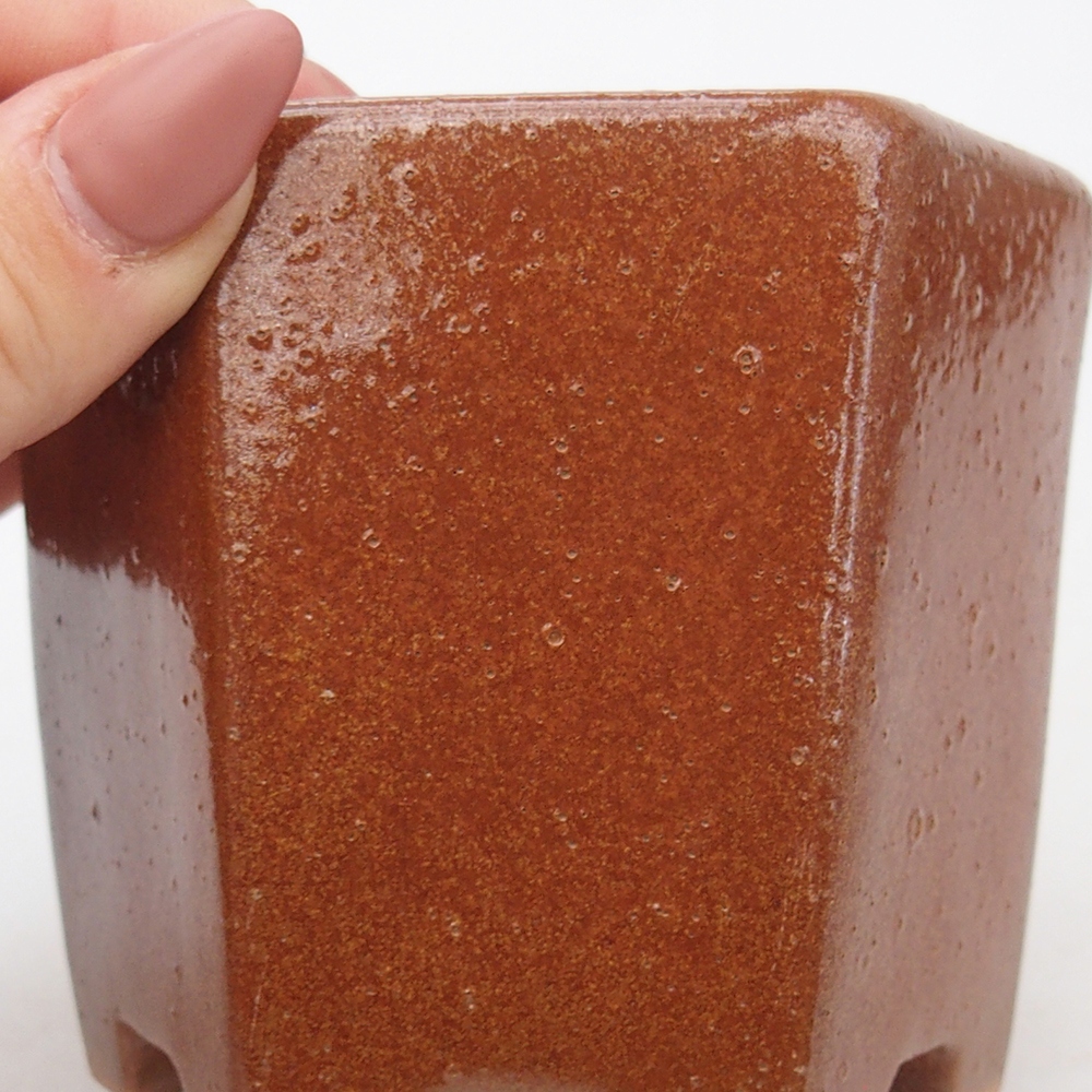 Bonsaischaal van keramiek 9,5 x 8,5 x 8 cm, bruin