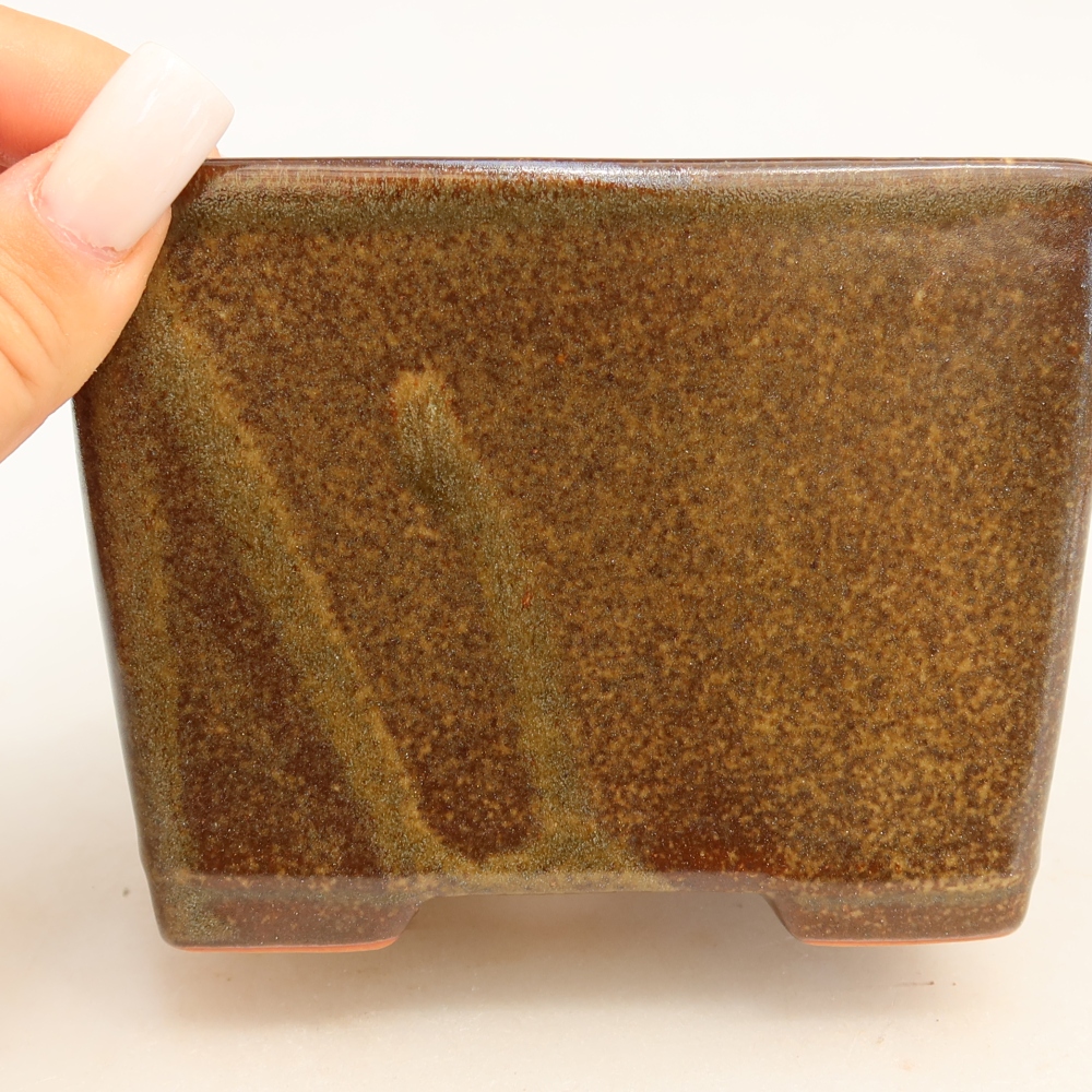 Keramische bonsaipot 12 x 12 x 9 cm, kleur bruin