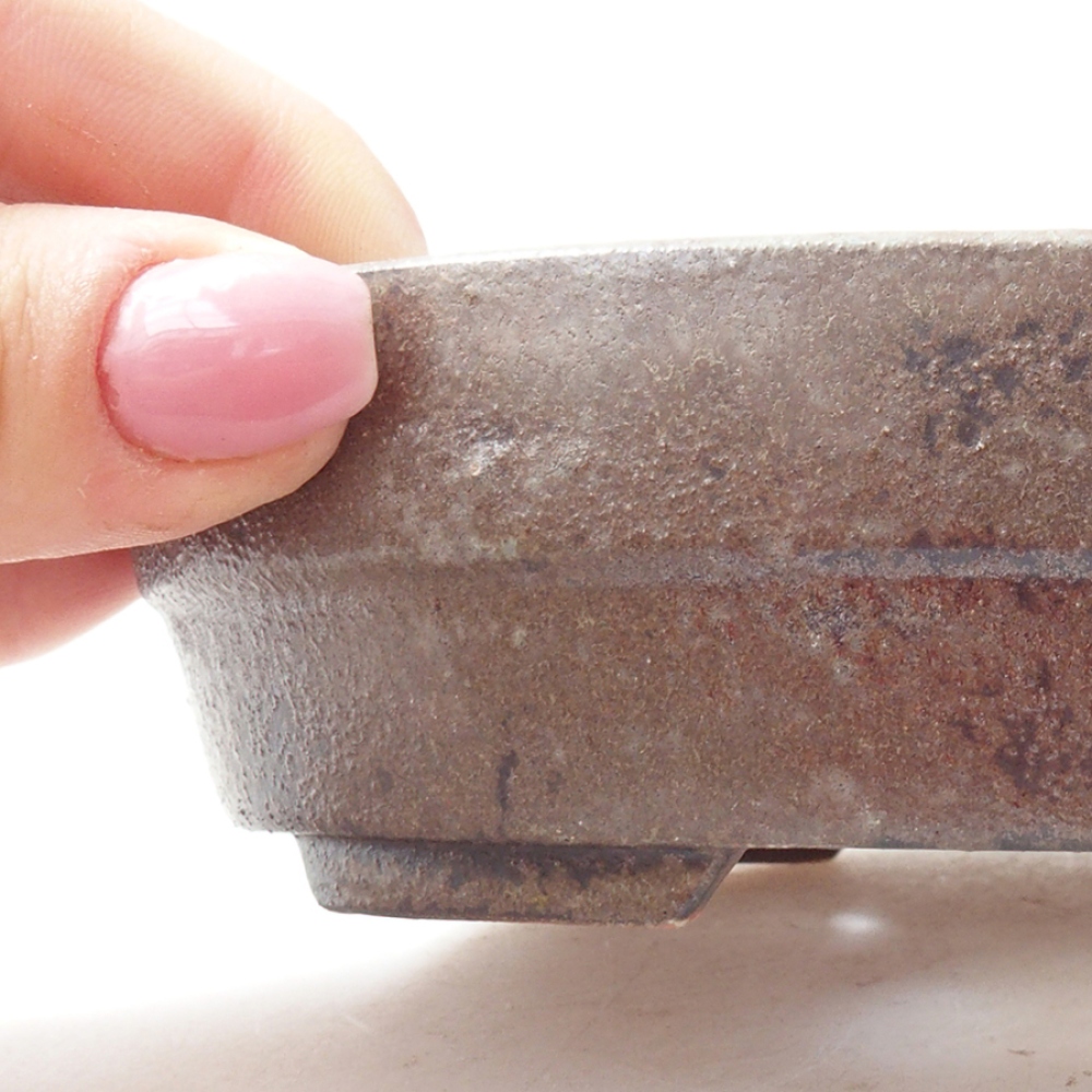 Bonsaischaal van keramiek 13,5 x 10,5 x 3,5 cm, bruin