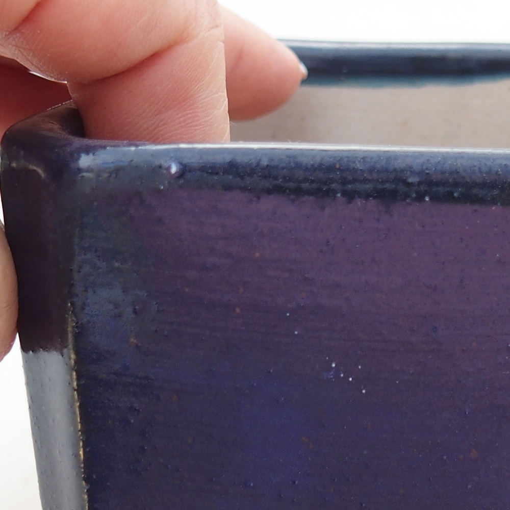 Bonsaischaal van keramiek 9 x 9 x 7 cm, kleur blauw