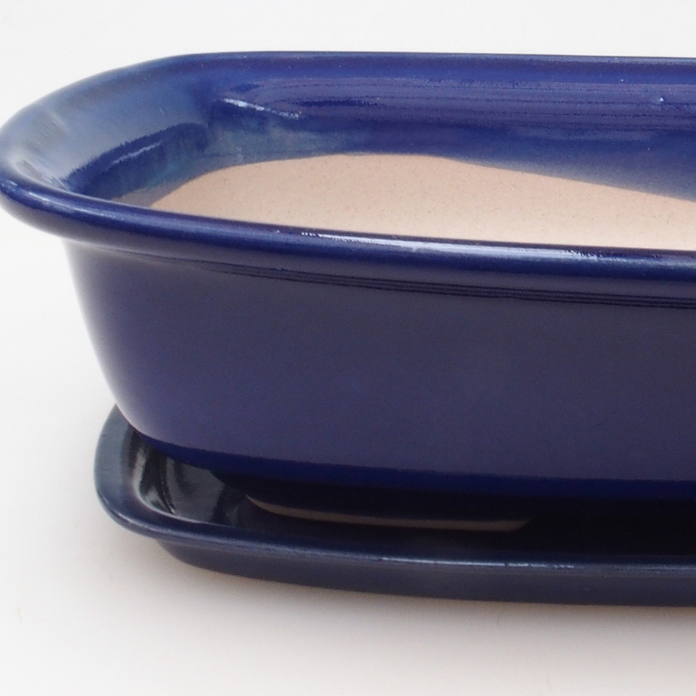 Bonsai kom + schotel H08 - 25 x 19,5 x 6 cm - blauw