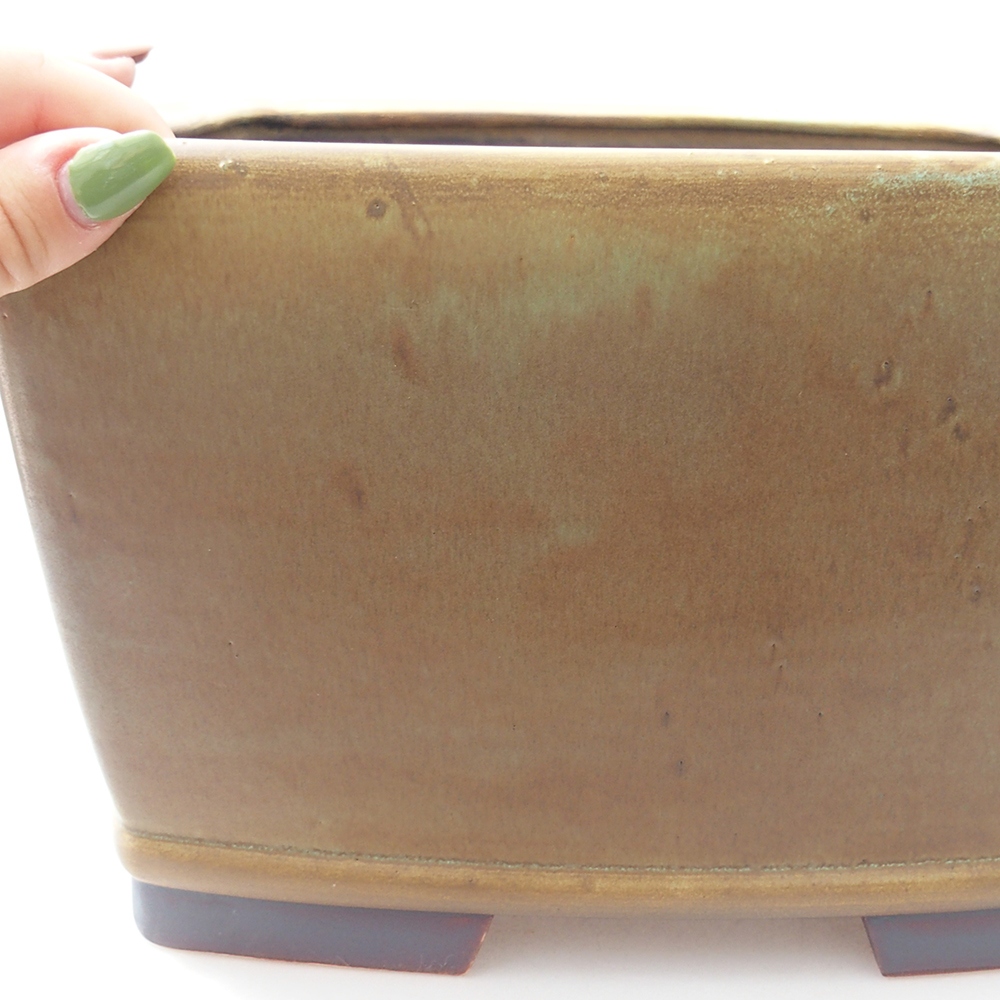 Bonsaischaal van keramiek 26,5 x 26,5 x 16 cm, groen