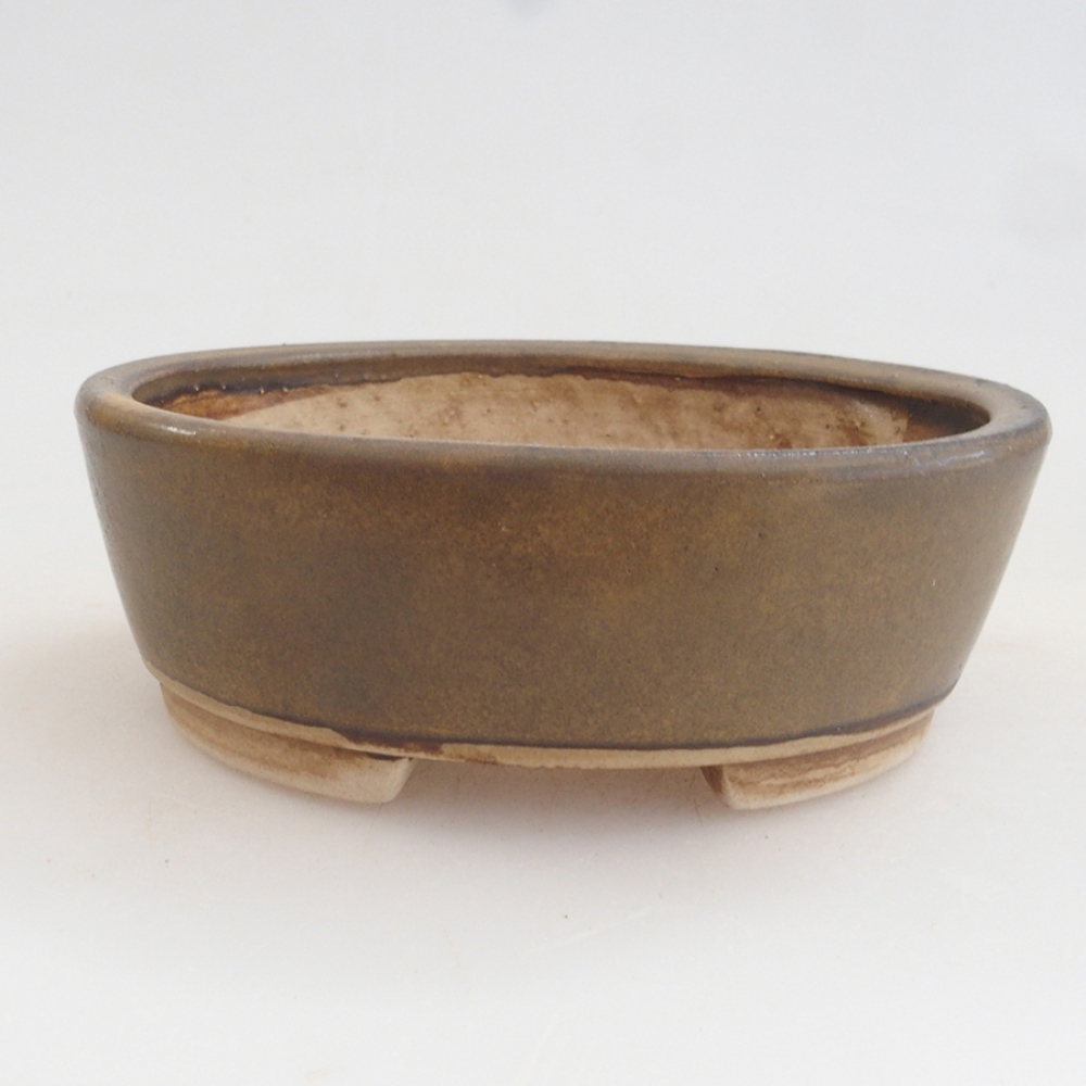 Bonsaischaal van keramiek 10 x 8,5 x 4 cm, bruin