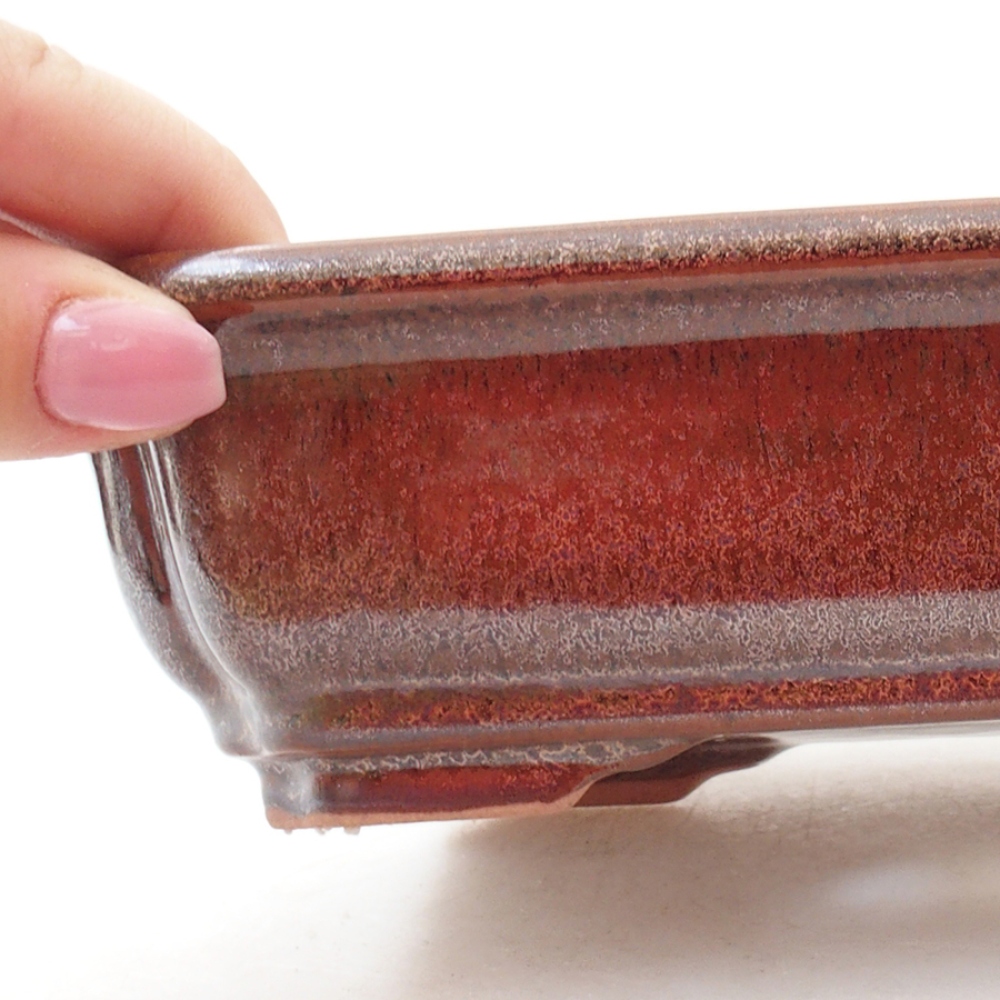 Bonsaischaal van keramiek 18 x 13,5 x 5 cm, bruin