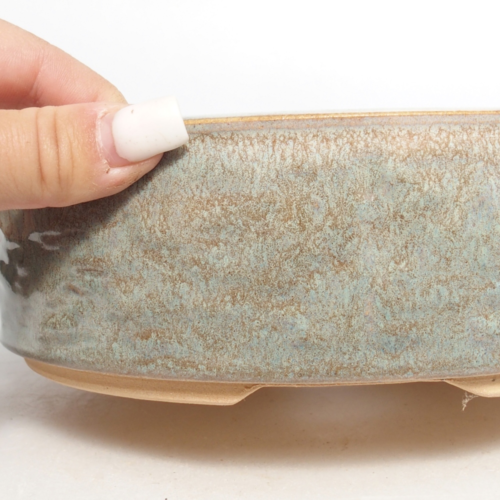Bonsaischaal van keramiek 20,5 x 20,5 x 6 cm, groen
