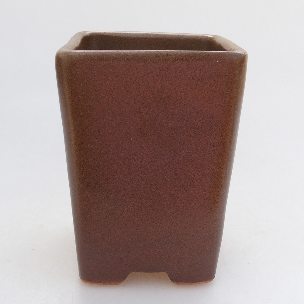 Bonsaischaal van keramiek 7,5 x 7,5 x 10,5 cm, bruin