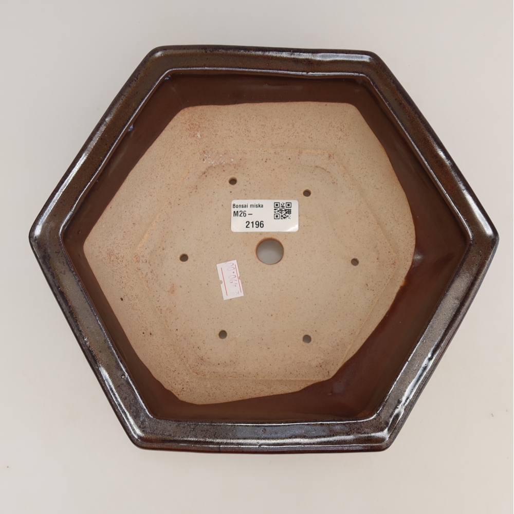 Keramische bonsaipot 24 x 21,5 x 7,5 cm, kleur bruin