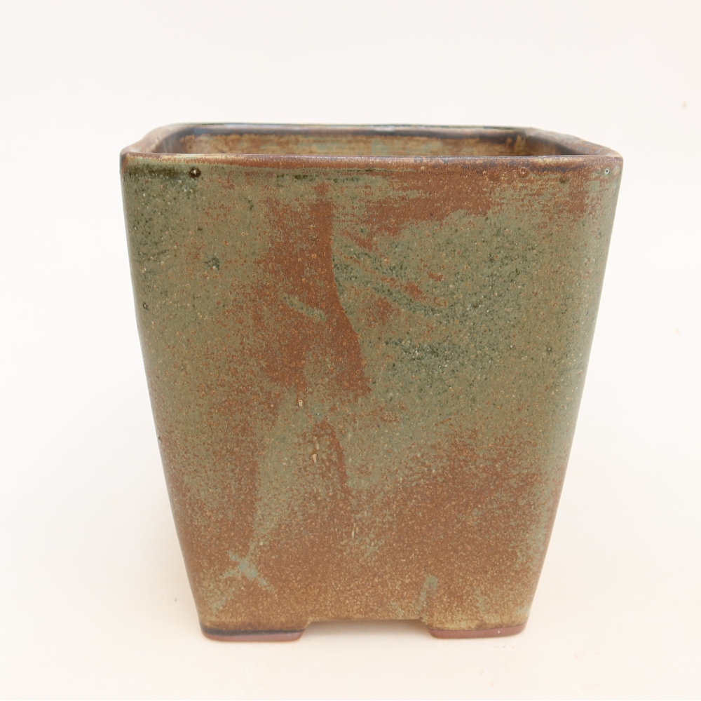 Bonsaischaal van keramiek 14 x 14 x 15 cm, bruin