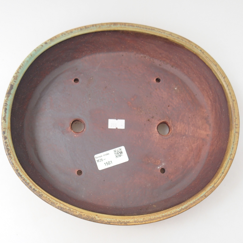 Bonsaischaal van keramiek 28,5 x 25 x 6 cm, groen