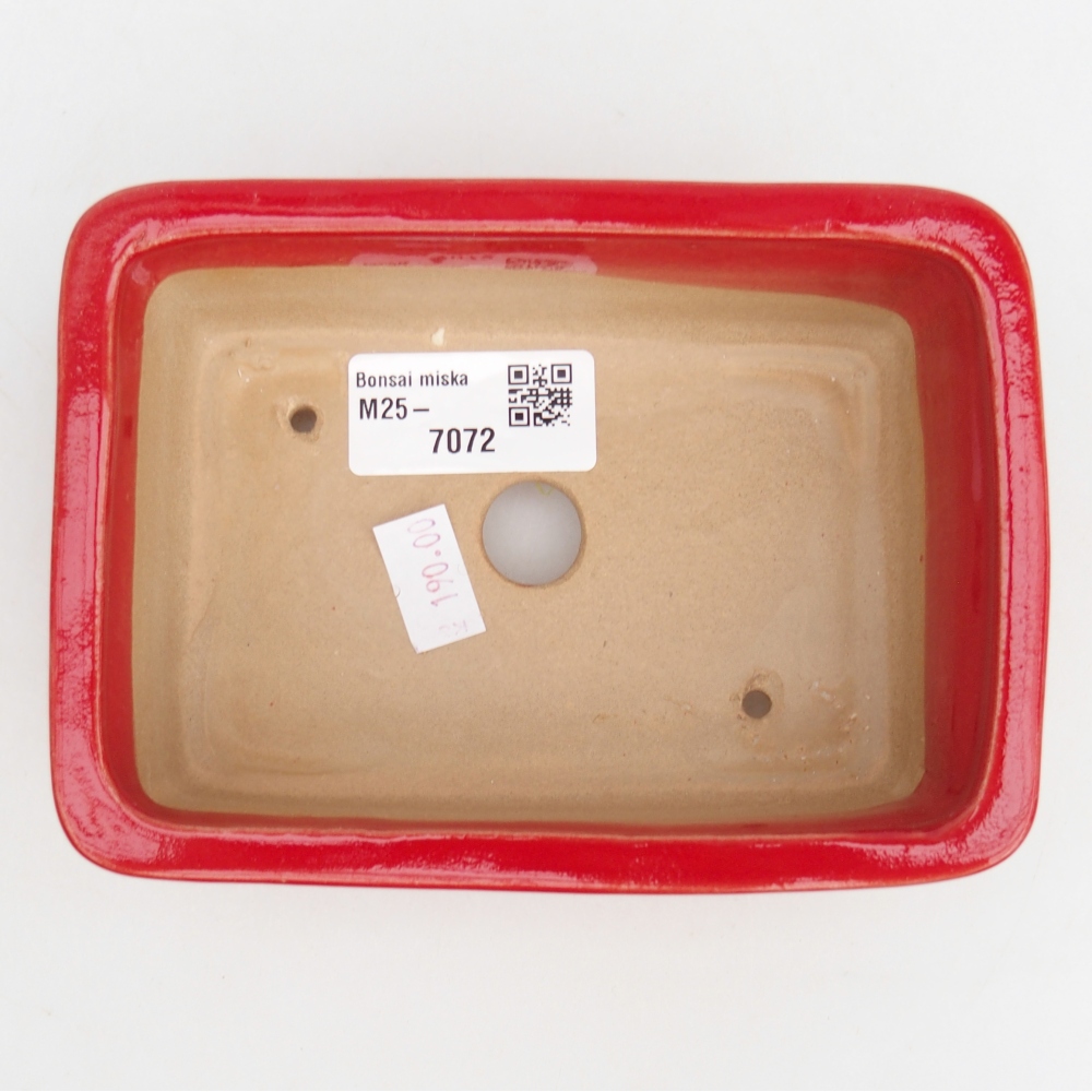 Bonsaischaal van keramiek 26 x 26 x 8 cm, kleur rood