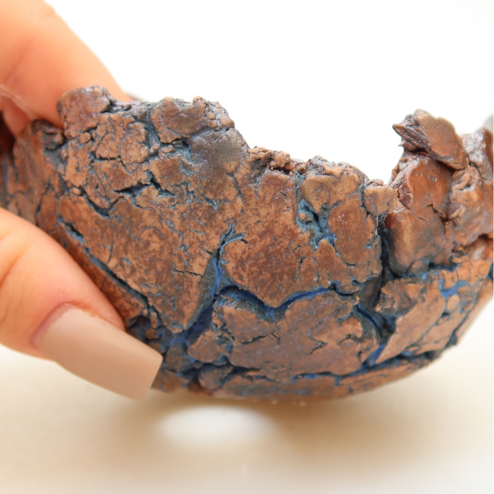 Keramische schaal 11 x 10,5 x 6,5 cm, kleur: blauw