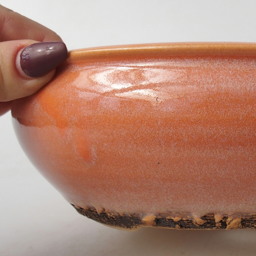 Bonsaischaal van keramiek 18,5 x 18,5 x 6,5 cm, oranje