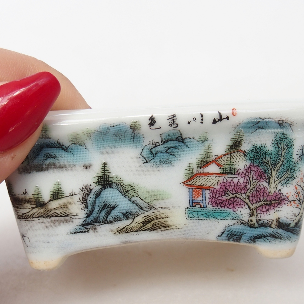 Mini bonsaischaal 8 x 6,5 x 3,5 cm, wit