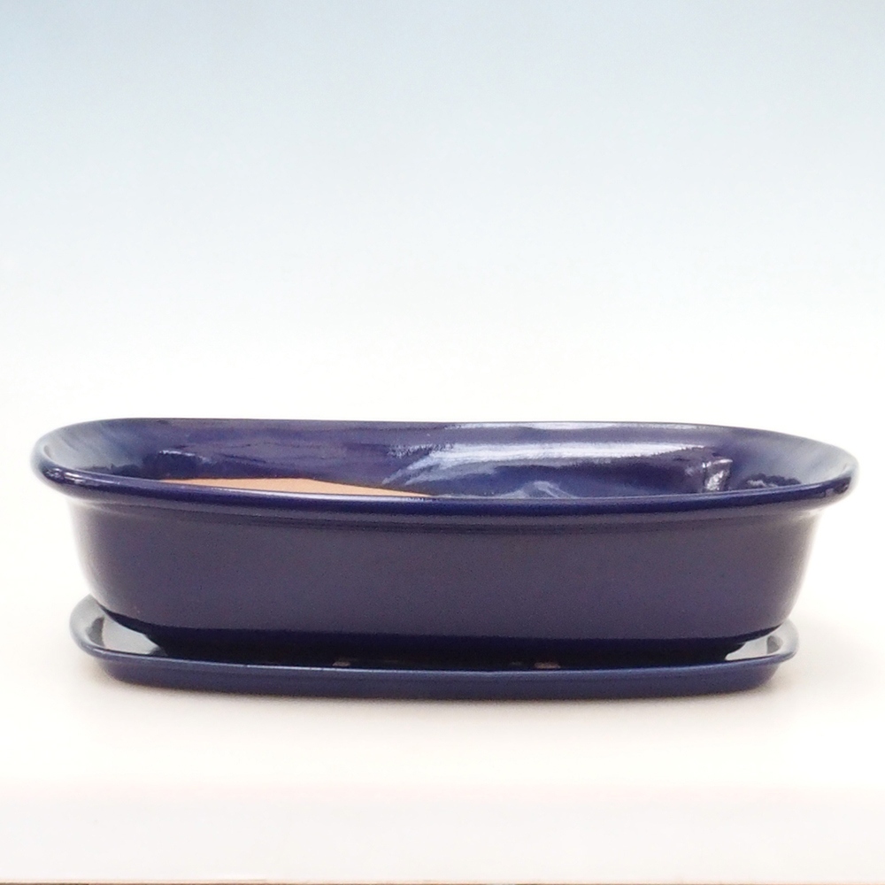 Bonsai kom + schotel H10 - 37 x 28 x 9 cm - blauw