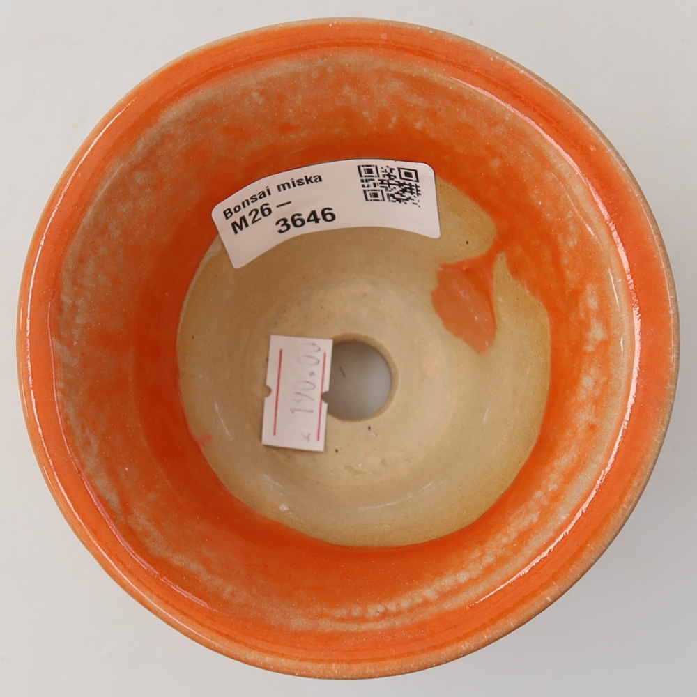Keramische bonsaipot 10,5 x 10,5 x 7 cm, kleur: oranje