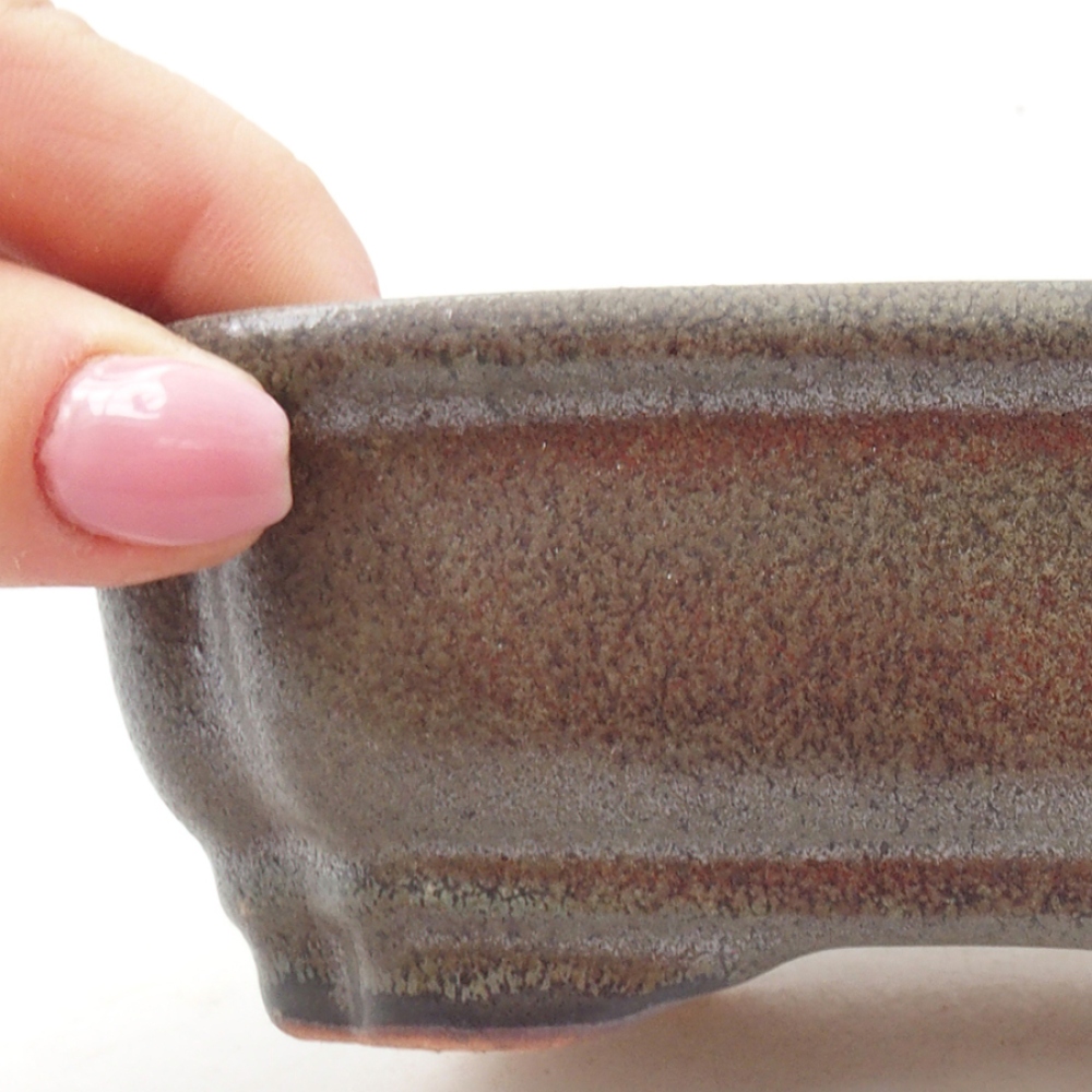 Bonsaischaal van keramiek 16 x 12 x 5 cm, grijs