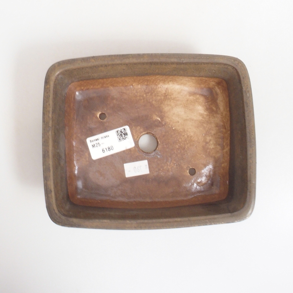Bonsaischaal van keramiek 10 x 8,5 x 4 cm, bruin
