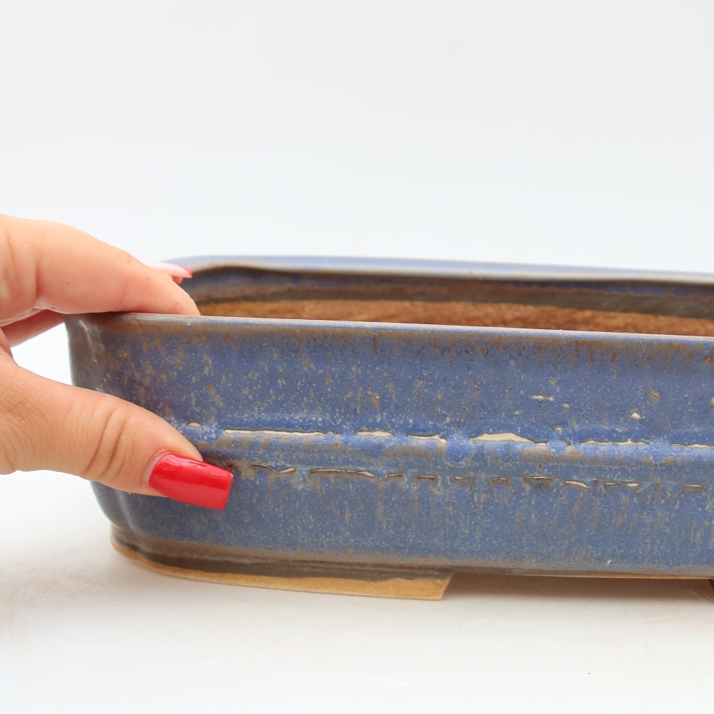 Keramische bonsaischaal 29,5 x 23 x 7 cm, kleur: blauw