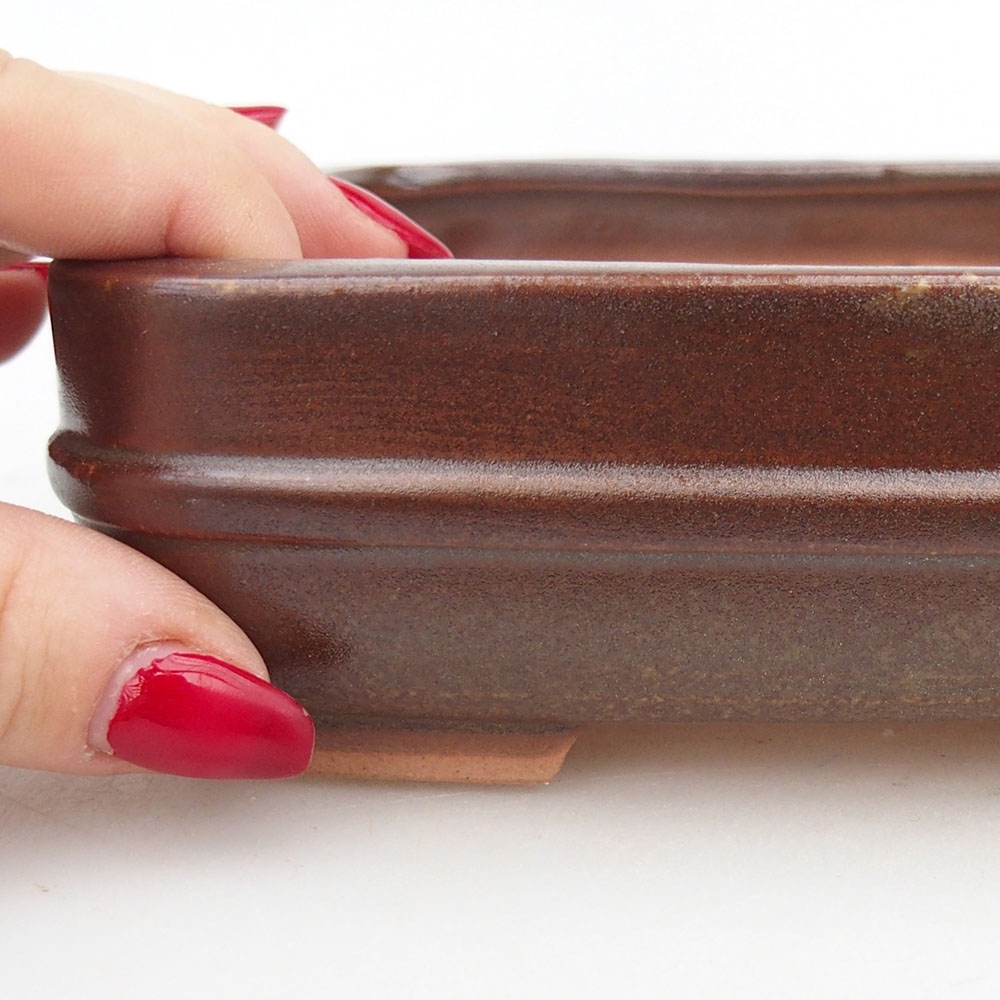 Bonsaischaal van keramiek 14,5 x 12,5 x 4,5 cm, bruin