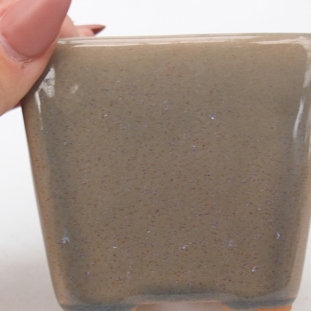 Bonsaischaal van keramiek 7,5 x 7,5 x 7 cm, grijs