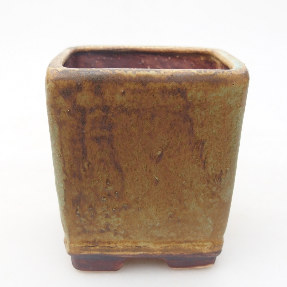 Bonsaischaal van keramiek 6,5 x 6,5 x 7 cm, groen