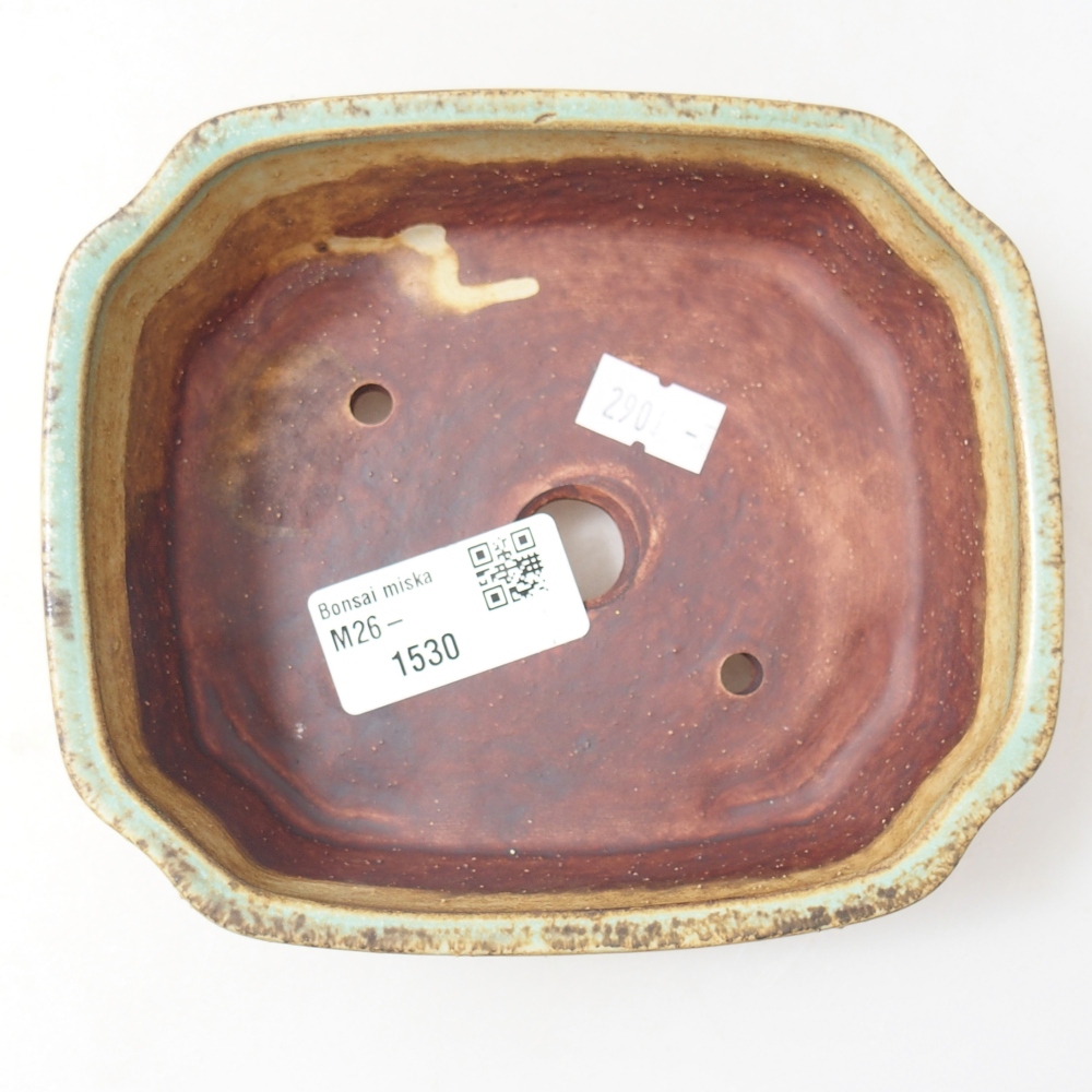 Bonsaischaal van keramiek 14 x 12 x 4,5 cm, groen