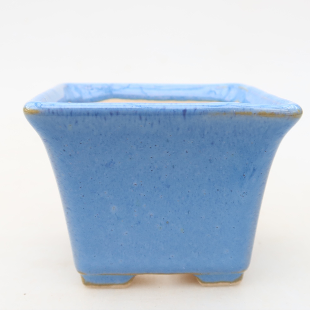 Bonsaischaal van keramiek 6,5 x 6,5 x 5 cm, kleur blauw
