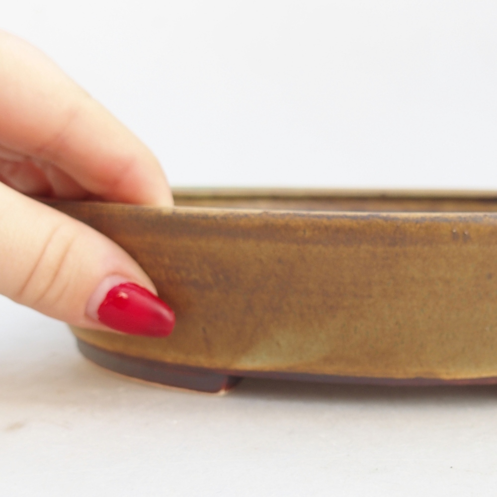 Bonsaischaal van keramiek 21 x 19 x 4,5 cm, groen