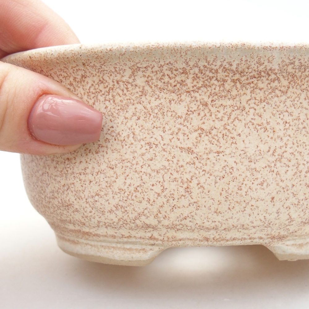 Bonsaischaal van keramiek 12 x 10 x 5,5 cm, kleur beige