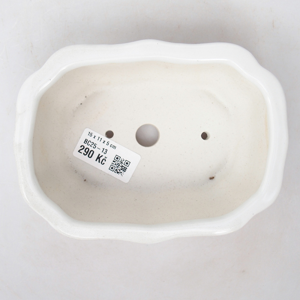 Bonsaischaal van keramiek 15 x 11 x 5 cm, kleur wit