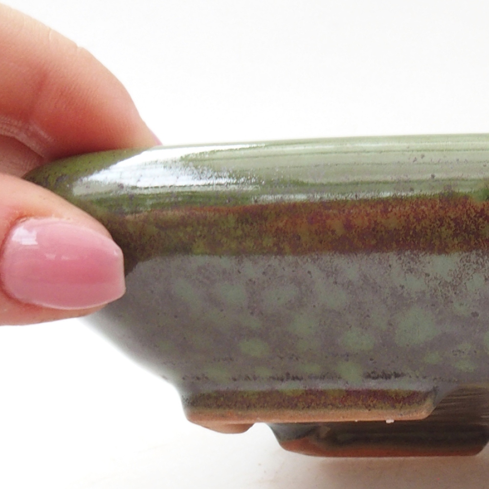 Bonsaischaal van keramiek 17 x 13,5 x 3,5 cm, groen
