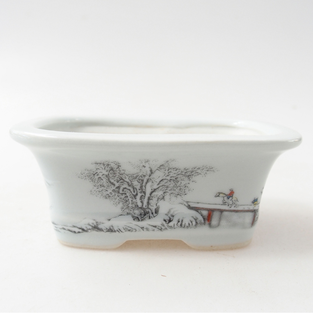 Mini bonsaischaal 10 x 7,5 x 4 cm, kleur wit