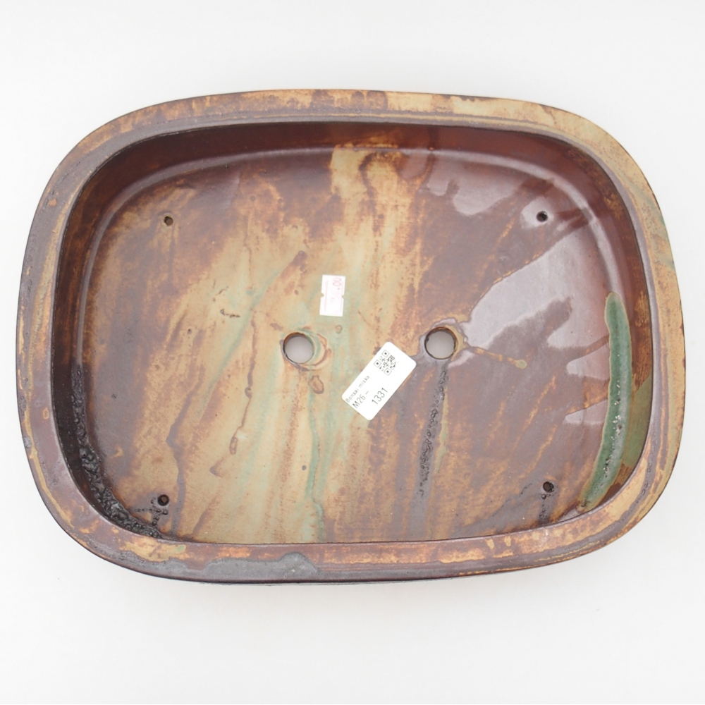 Bonsaischaal van keramiek 32 x 24,5 x 6,5 cm, kleur bruin-groen