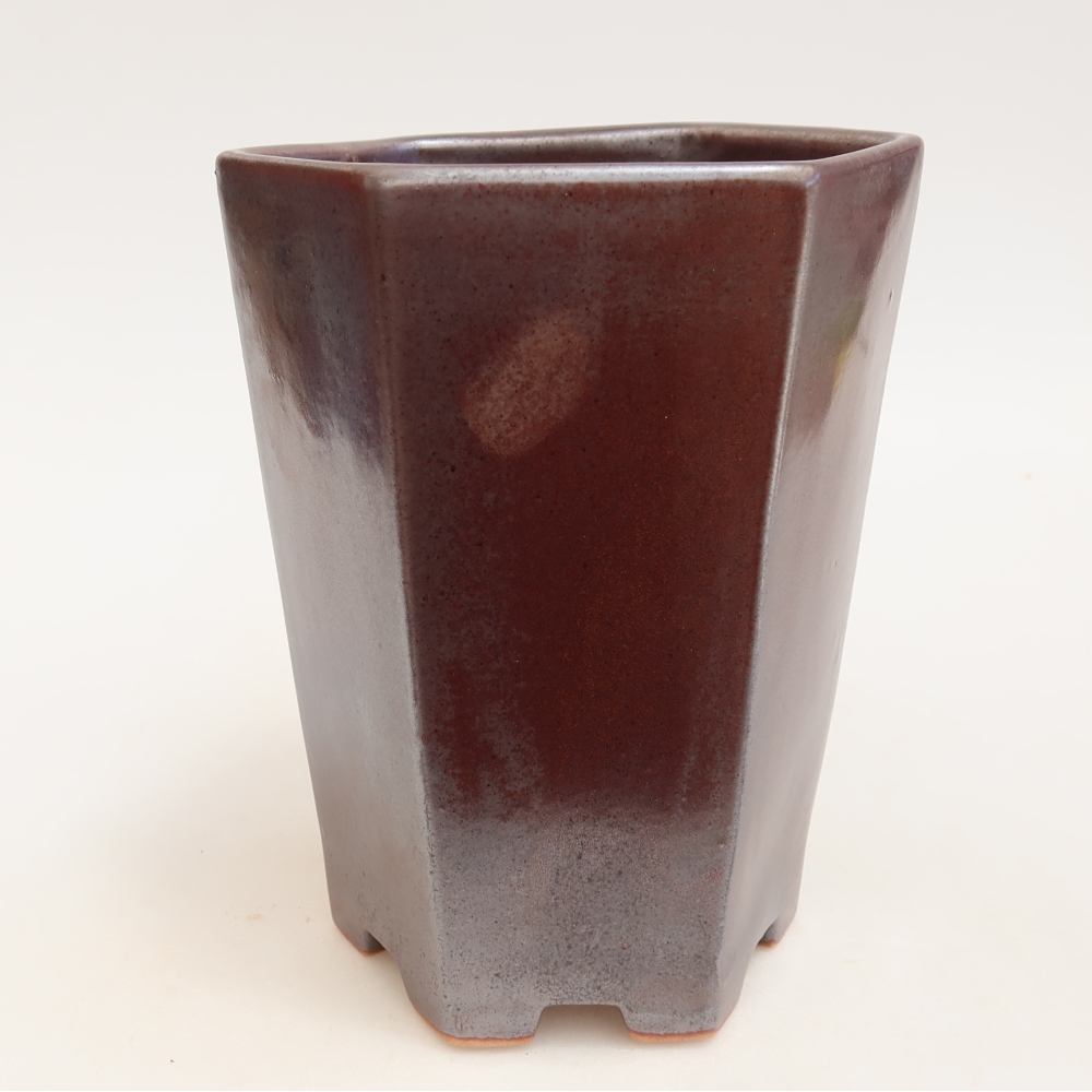 Keramische bonsaipot 13 x 12 x 17 cm, metaalachtige kleur