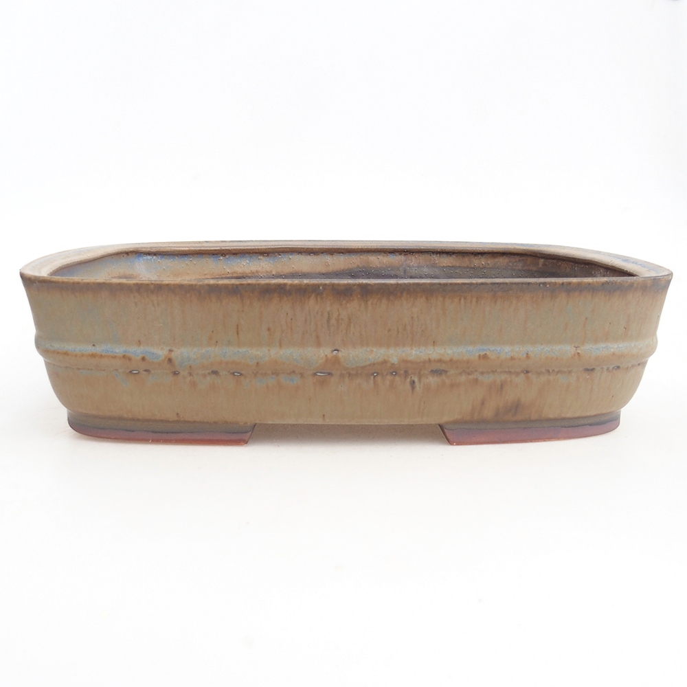 Bonsaischaal van keramiek 29,5 x 25 x 7 cm, kleur blauw