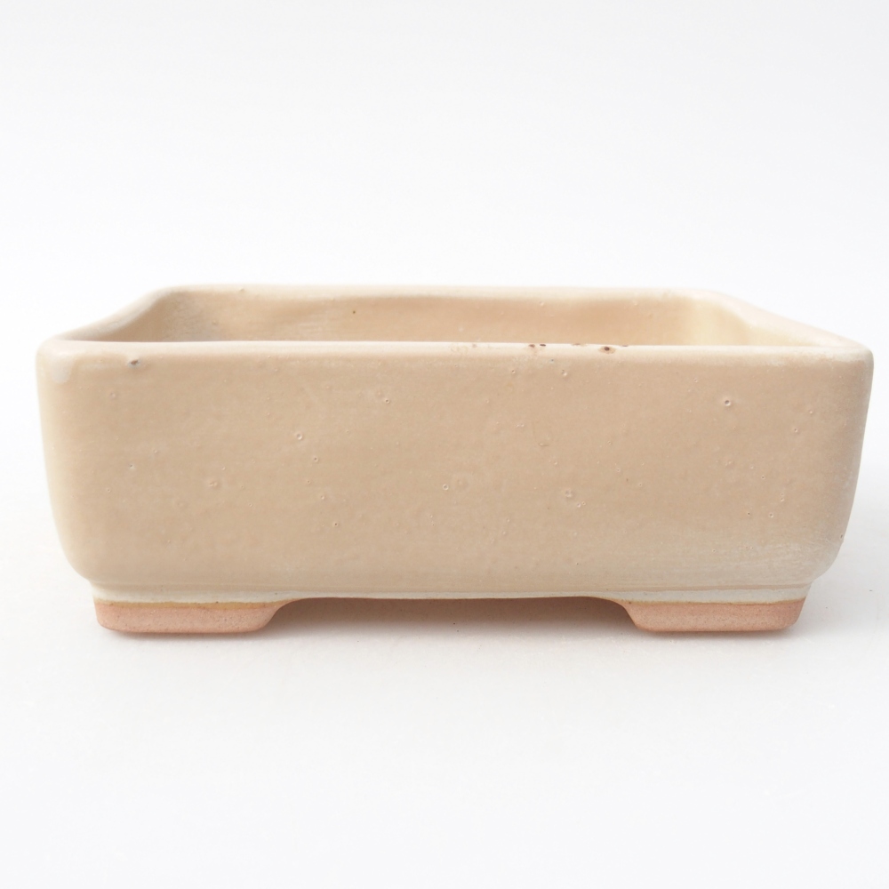 Bonsaischaal van keramiek 14,5 x 11 x 5,5 cm, kleur beige