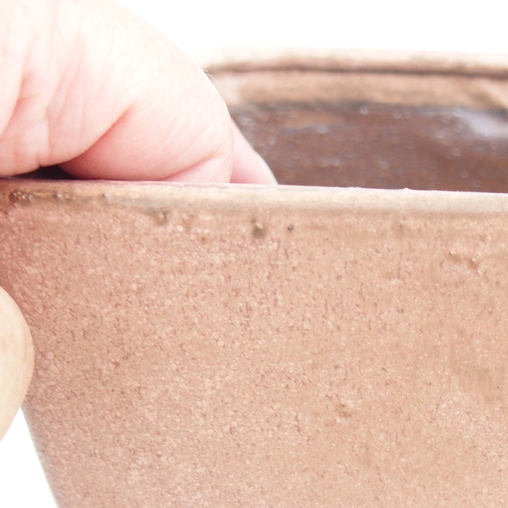 Bonsaischaal van keramiek 15 x 15 x 9,5 cm, roze