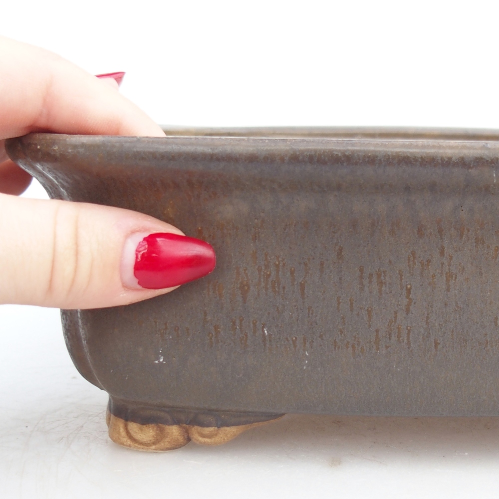 Bonsaischaal van keramiek 25 x 20 x 7,5 cm, bruin