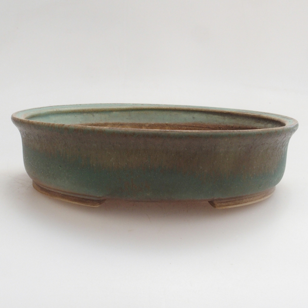 Bonsaischaal van keramiek 10 x 8,5 x 4 cm, bruin