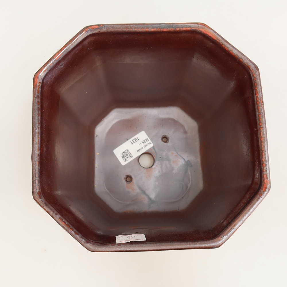 Keramische bonsaischaal 17,5 x 17,5 x 15,5 cm, kleur: rood