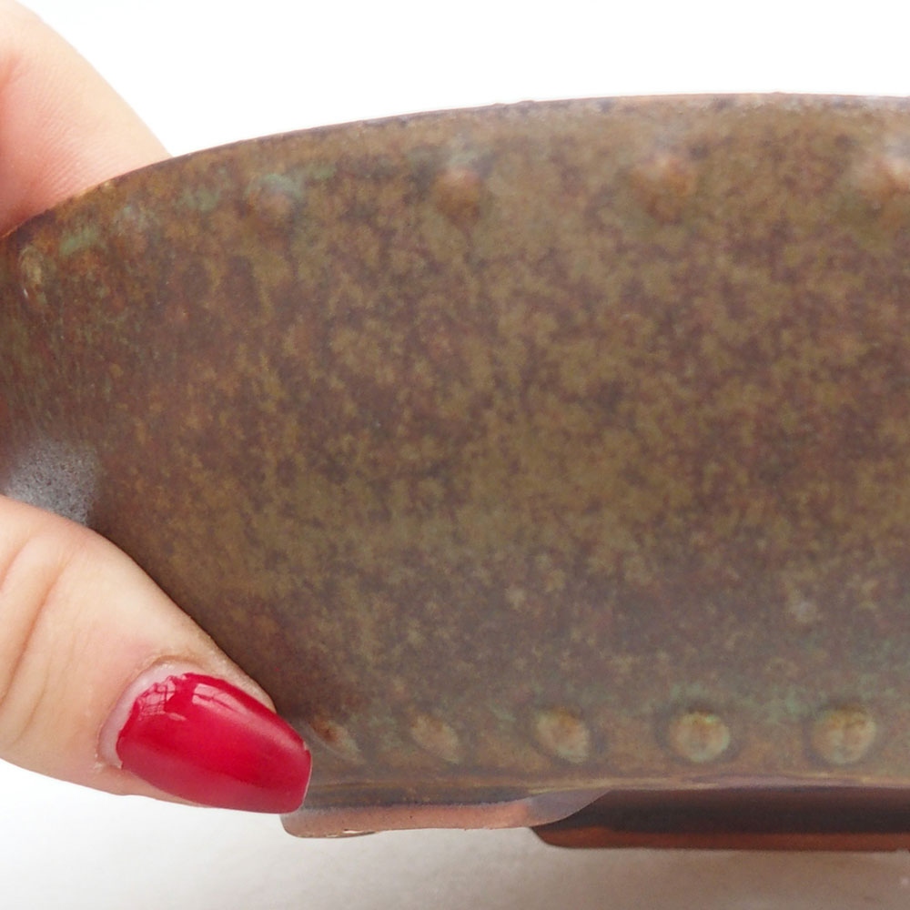 Bonsaischaal van keramiek 17,5 x 17,5 x 4,5 cm, groen