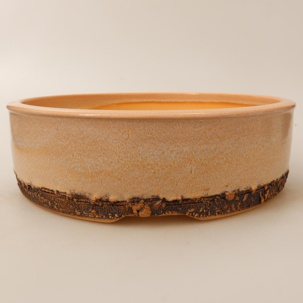 Bonsaischaal van keramiek 24,5 x 24,5 x 7 cm, kleur beige